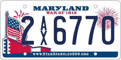 MD license plate 2AX6770