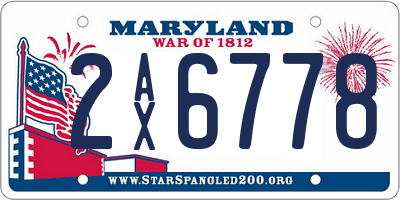 MD license plate 2AX6778