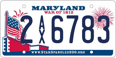 MD license plate 2AX6783