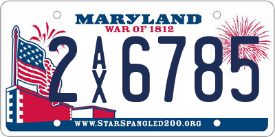 MD license plate 2AX6785