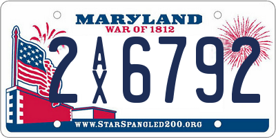 MD license plate 2AX6792