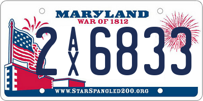 MD license plate 2AX6833