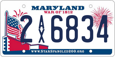 MD license plate 2AX6834