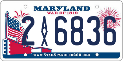MD license plate 2AX6836