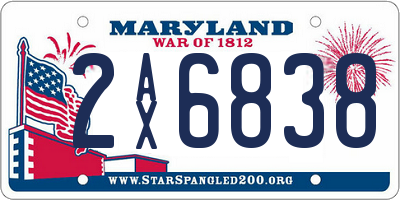 MD license plate 2AX6838