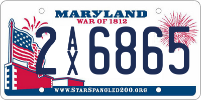 MD license plate 2AX6865