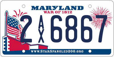 MD license plate 2AX6867