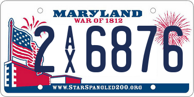 MD license plate 2AX6876