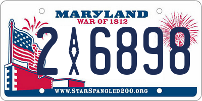 MD license plate 2AX6898