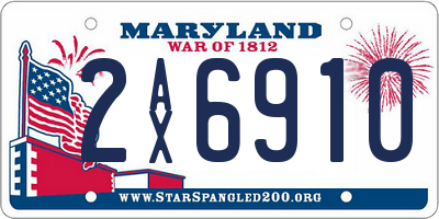 MD license plate 2AX6910