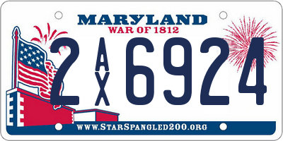 MD license plate 2AX6924