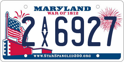 MD license plate 2AX6927