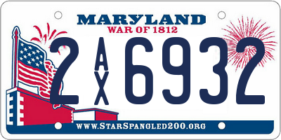 MD license plate 2AX6932