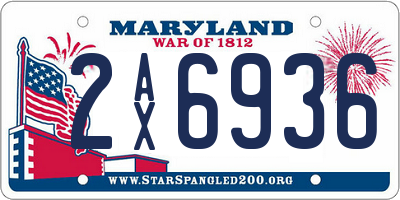 MD license plate 2AX6936