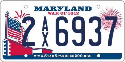 MD license plate 2AX6937