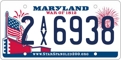 MD license plate 2AX6938