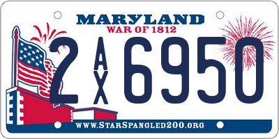 MD license plate 2AX6950