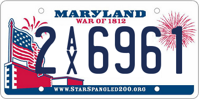 MD license plate 2AX6961