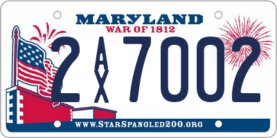 MD license plate 2AX7002