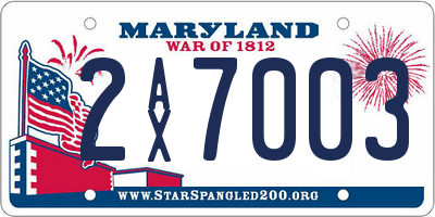 MD license plate 2AX7003
