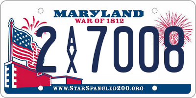 MD license plate 2AX7008