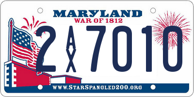 MD license plate 2AX7010