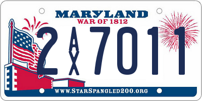 MD license plate 2AX7011