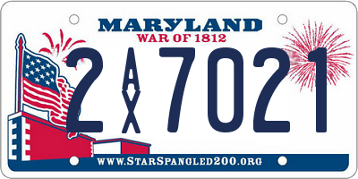 MD license plate 2AX7021