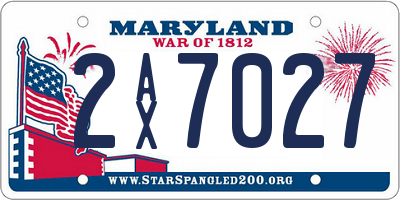 MD license plate 2AX7027