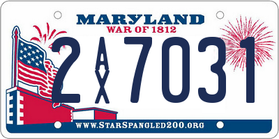 MD license plate 2AX7031