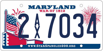 MD license plate 2AX7034