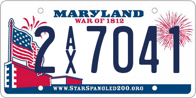 MD license plate 2AX7041