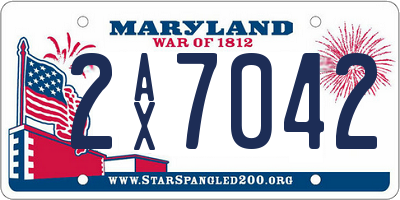 MD license plate 2AX7042