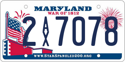 MD license plate 2AX7078