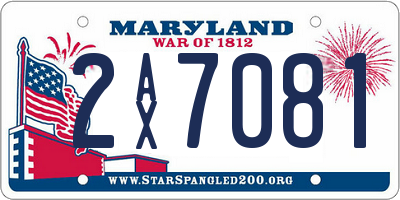 MD license plate 2AX7081