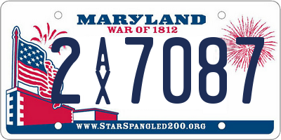 MD license plate 2AX7087
