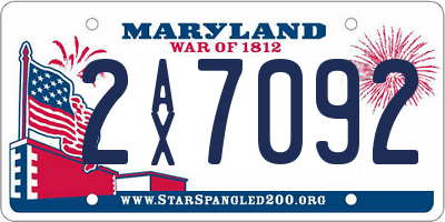 MD license plate 2AX7092
