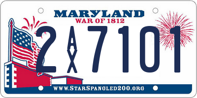 MD license plate 2AX7101
