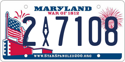 MD license plate 2AX7108