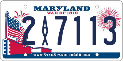 MD license plate 2AX7113