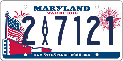 MD license plate 2AX7121