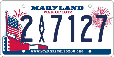 MD license plate 2AX7127