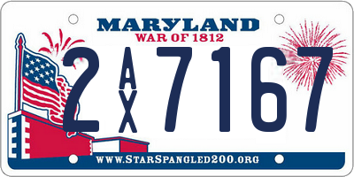 MD license plate 2AX7167