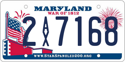 MD license plate 2AX7168