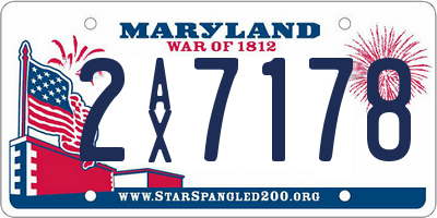 MD license plate 2AX7178