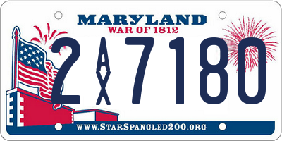 MD license plate 2AX7180