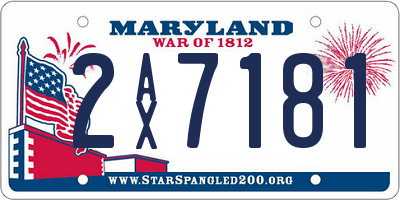 MD license plate 2AX7181