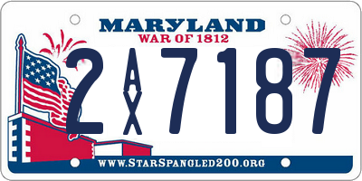MD license plate 2AX7187