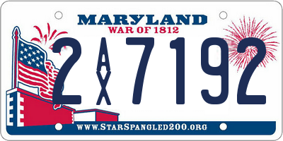 MD license plate 2AX7192