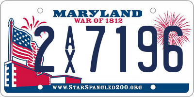 MD license plate 2AX7196